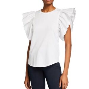 See By Chloe White Powder Butterfly Sleeve T-Shirt Seize Large